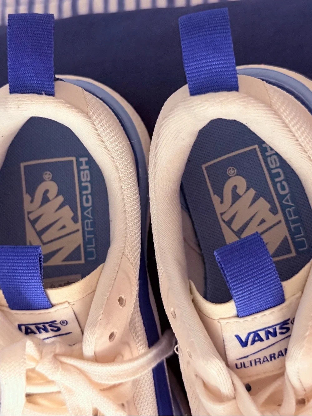 Vans Women Cream and Blue Ultrarange Sneakers